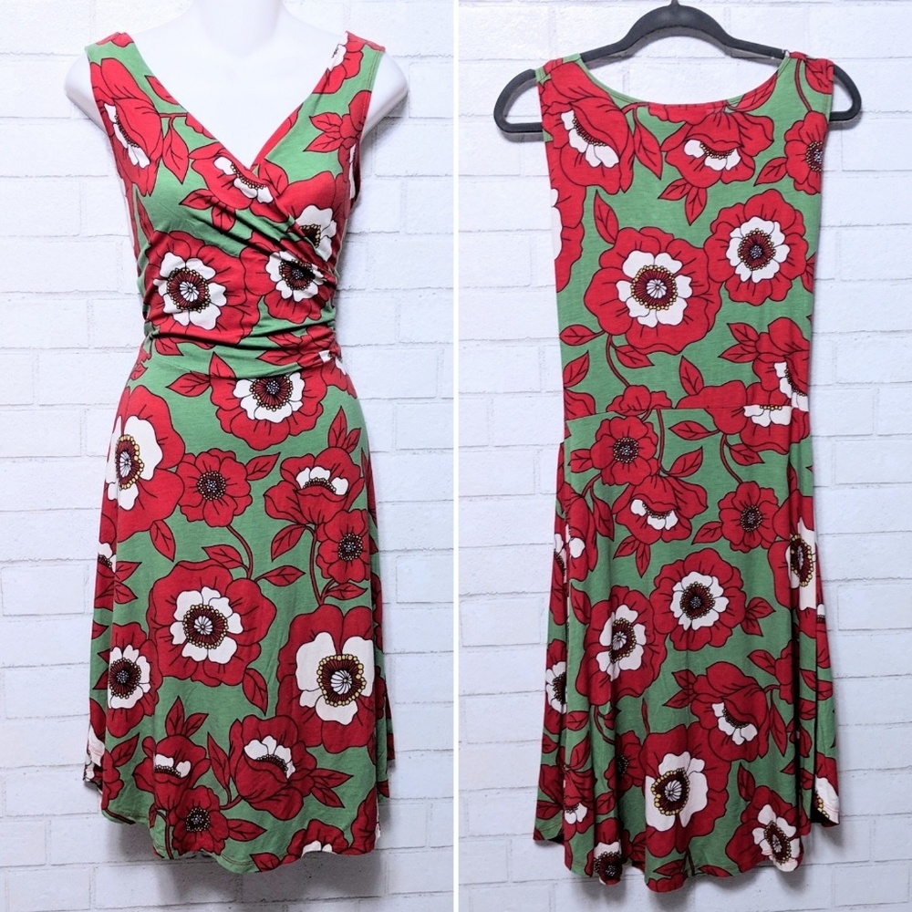 Blue Platypus Bamboo Floral Faux Wrap Dress Small